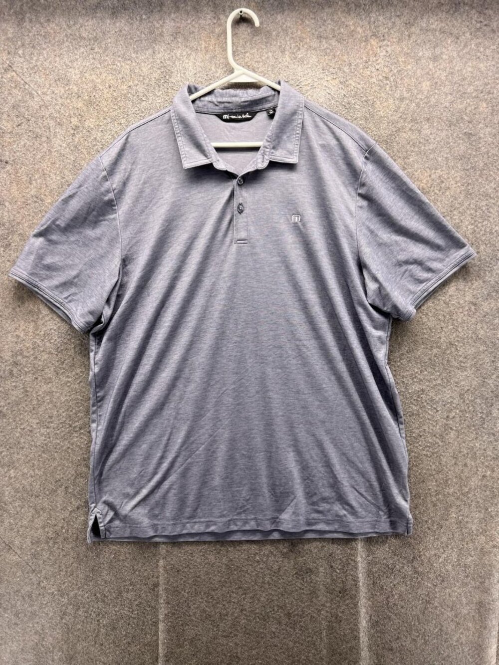 TravisMathew Polo Shirt Men 2XL Gray Solid Golf Logo Casual Short Sleeve
